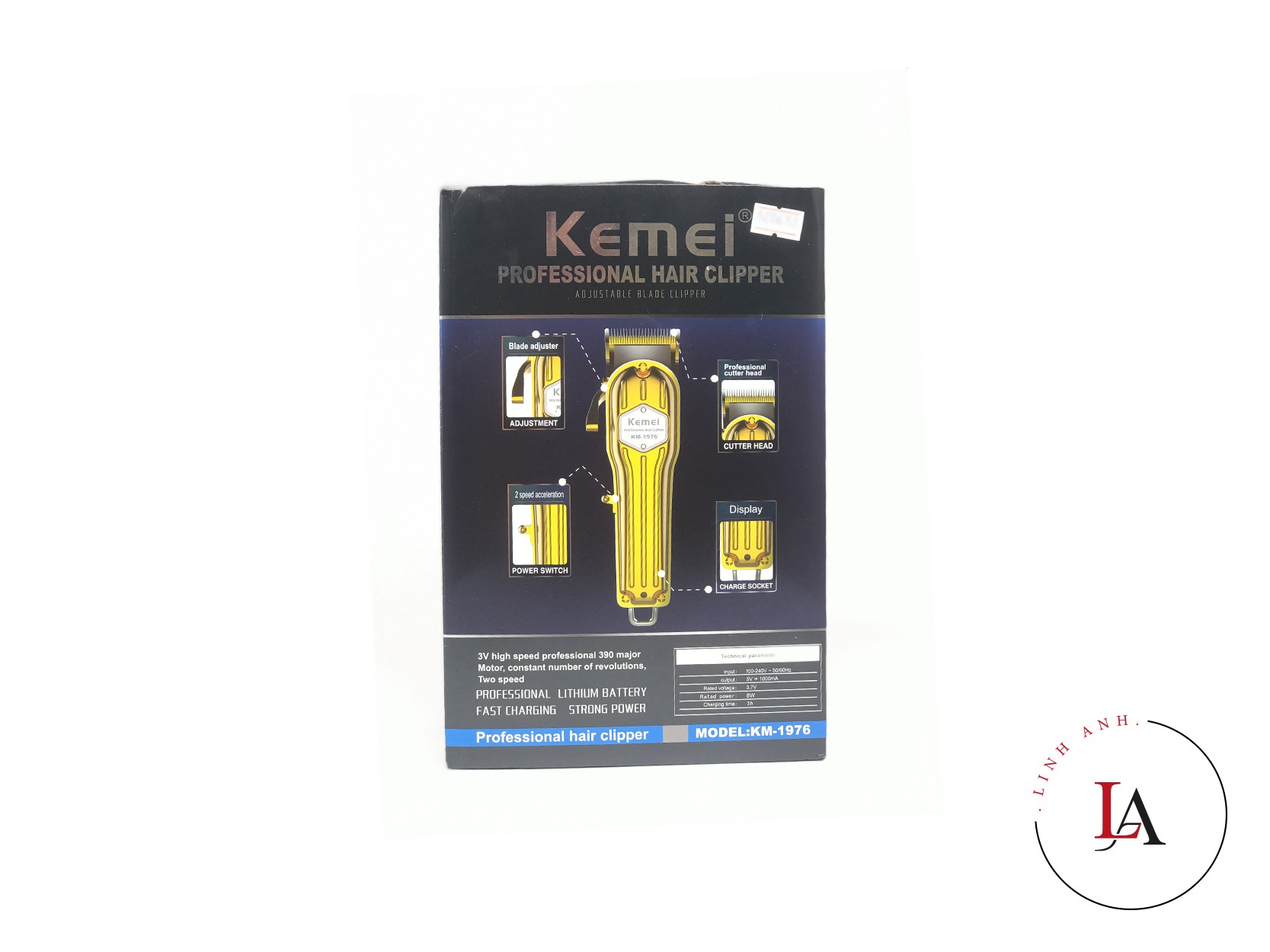 Tông đơ Kemei KM 1976 mạ inox vàng 2500mA